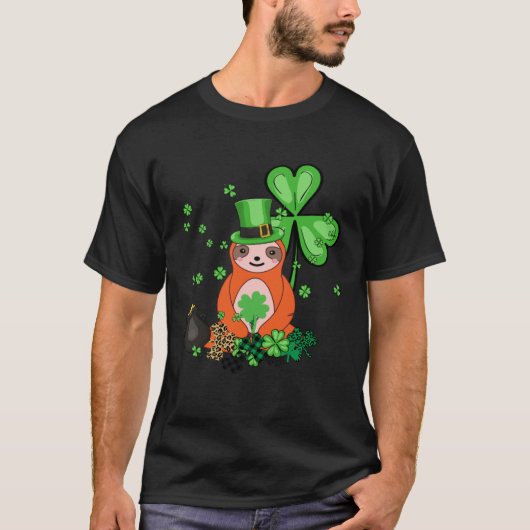 Cute Sloth Shamrock C Lazy  St Patricks Day Tシャツ (正面)