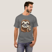 Cute sloth showing teeth joy cartoon peace friend tシャツ (正面フル)