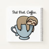 Cute Sloth Sleeping on Coffee Cup Coffee Quote ノートブック (裏面)