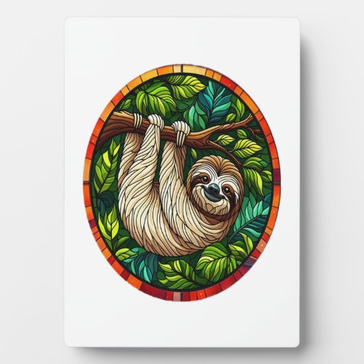 Cute Sloth Stained Glass Ornament フォトプラーク (正面)