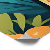 Cute sloth surrounded by flowers ポスター (角)