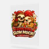 Cute Sloth Valentine’s Day Love Design, I Love You アクリルサイン (傾斜)