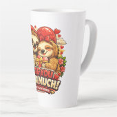Cute Sloth Valentine’s Day Love Design, I Love You カフェラテマグ (右アングル)