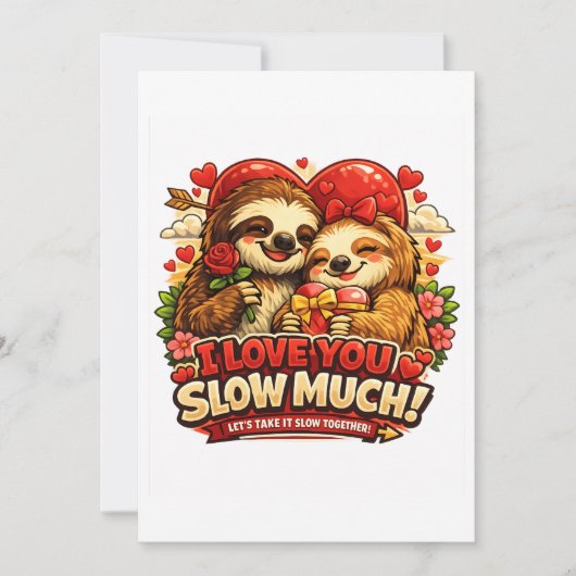 Cute Sloth Valentine’s Day Love Design, I Love You シーズンカード (正面)