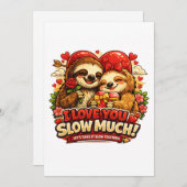 Cute Sloth Valentine’s Day Love Design, I Love You シーズンカード (正面/裏面)
