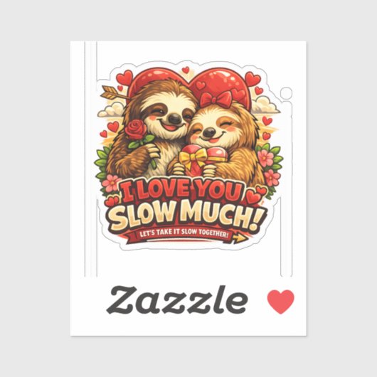 Cute Sloth Valentine’s Day Love Design, I Love You シール (シート)