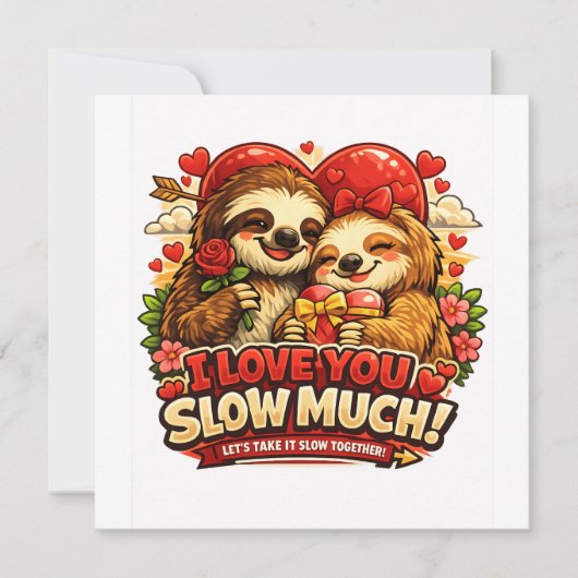 Cute Sloth Valentine’s Day Love Design, I Love You 招待状 (正面)