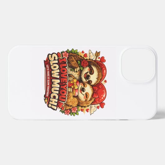 Cute Sloth Valentine’s Day Love Design, I Love You iPhoneケース (裏面横)