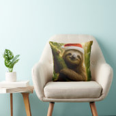 Cute Sloth Wearing a Santa Hat クッション (椅子)