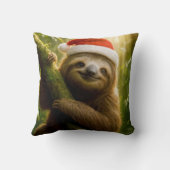 Cute Sloth Wearing a Santa Hat クッション (裏面)