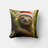 Cute Sloth Wearing a Santa Hat クッション (正面)