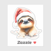 Cute Sloth Wearing A Santa hat シール (シート)