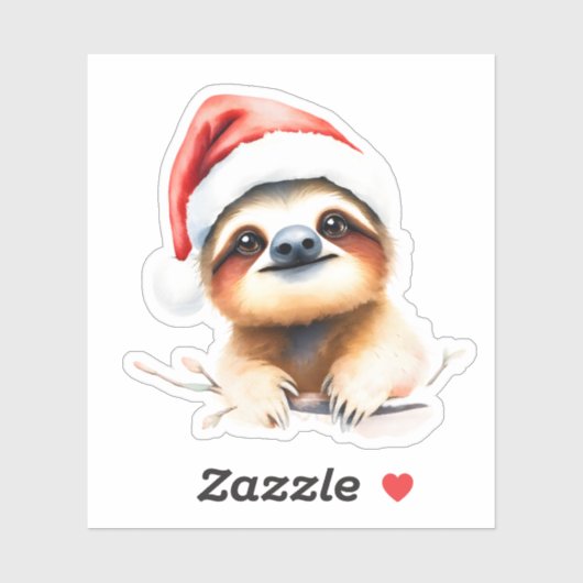 Cute Sloth Wearing A Santa hat シール (シート)