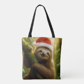 Cute Sloth Wearing a Santa Hat トートバッグ (裏面)