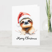 Cute Sloth Wearing Santa Hat カード (正面)