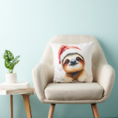 Cute Sloth Wearing Santa Hat クッション (椅子)