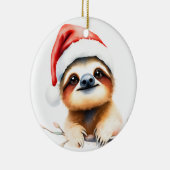 Cute Sloth Wearing Santa Hat セラミックオーナメント (右)