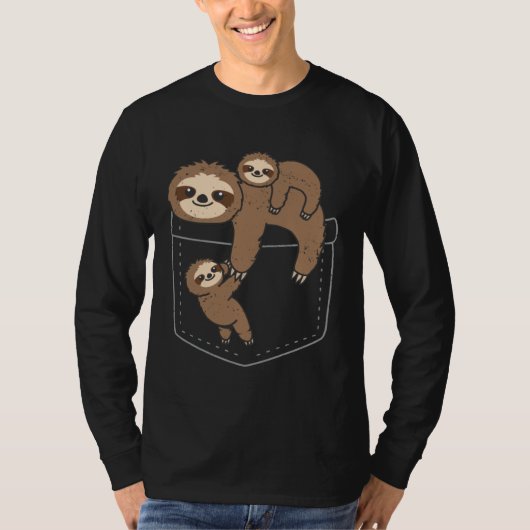 Cute Sloths In Pocket Lazy Sloth  Animal Owner Gra Tシャツ (正面)