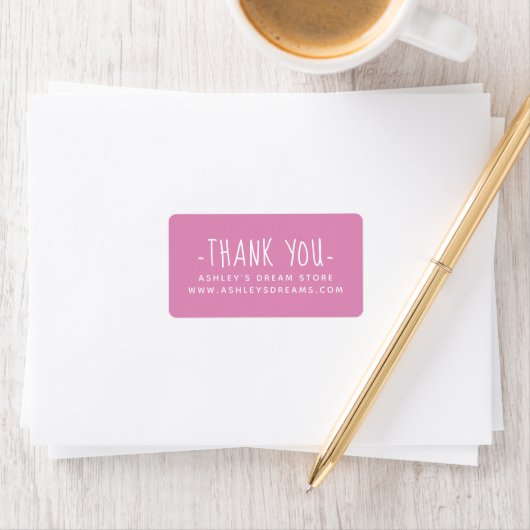 Cute Small Business Fuchsia Pink Thank You Labels ラベル (インサイチュ)