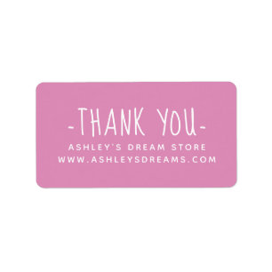 Cute Small Business Fuchsia Pink Thank You Labels ラベル