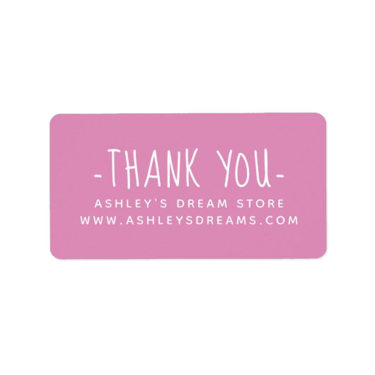 Cute Small Business Fuchsia Pink Thank You Labels ラベル (正面)