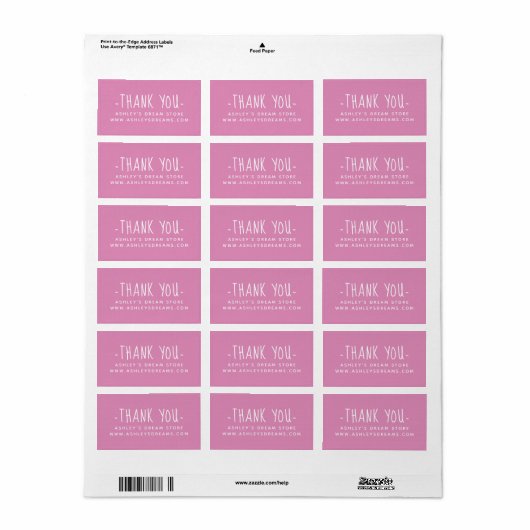 Cute Small Business Fuchsia Pink Thank You Labels ラベル (フルシート)
