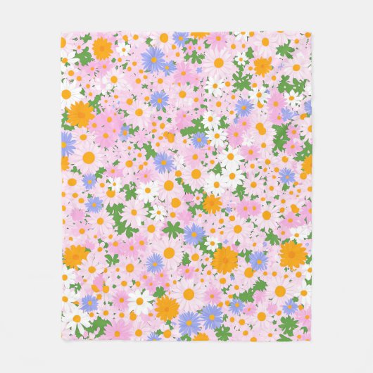  Cute, small daisies with a seamless フリースブランケット (正面)