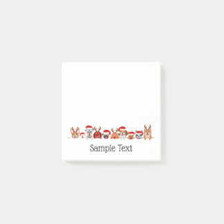 cute small dogs in Santa hats and antlers ポストイット