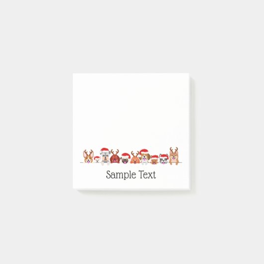 cute small dogs in Santa hats and antlers ポストイット (正面)