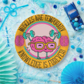 Cute Smart Pink Brain Knowledge Is Forever  ペーパープレート (パーティー)