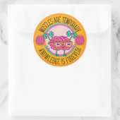 Cute Smart Pink Brain Knowledge Is Forever  ラウンドシール (バッグ)