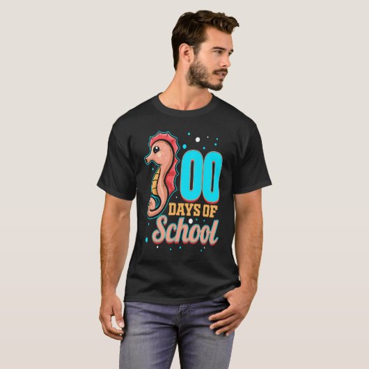 Cute Smart Seahorse For 100 Days Of School Tシャツ (正面フル)