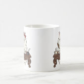 Cute Smart Teacher Writing Calligraphy Coffee Cat コーヒーマグカップ (中央)