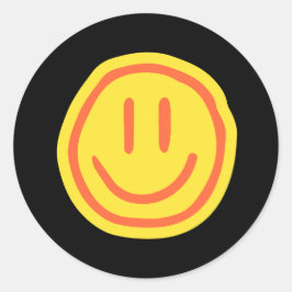 Cute Smile Face | Positive Happy Emoji Design ラウンドシール