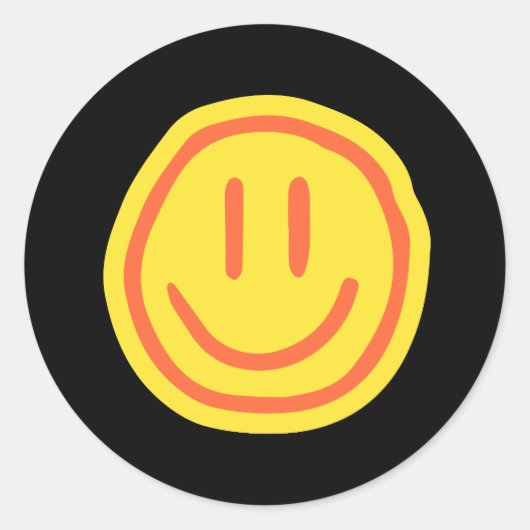 Cute Smile Face | Positive Happy Emoji Design ラウンドシール (正面)