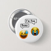 Cute Smiley Face Emoji Button 缶バッジ (正面&裏面)