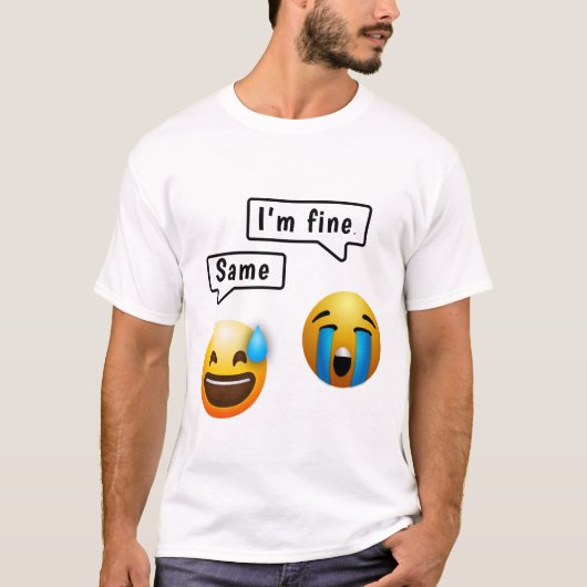 Cute Smiley Face Emoji Men’s T-Shirt Tシャツ (正面)