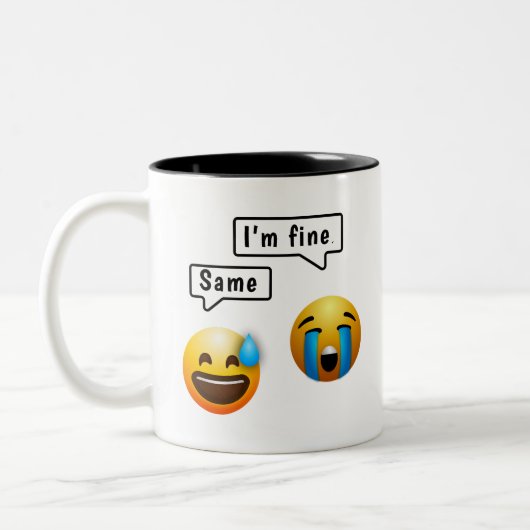 Cute Smiley Face Emoji Mug ツートーンマグカップ (左)