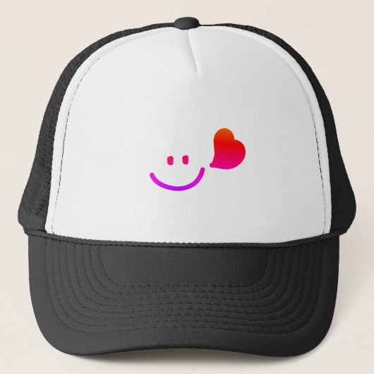  Cute Smiley Face Heart Trucker Hat キャップ (正面)