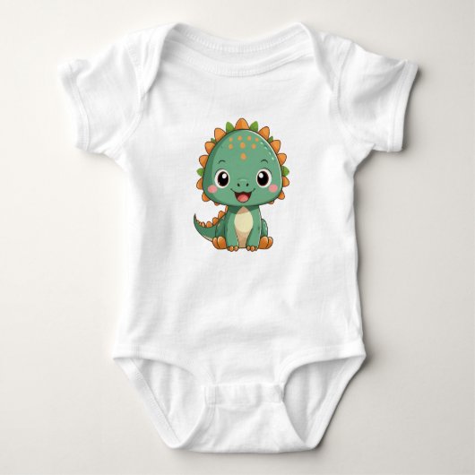 Cute Smiling Baby Dinosaur Bodysuit ベビーボディスーツ (正面)
