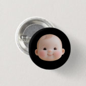 Cute Smiling Baby Face Round Button Badge  缶バッジ (正面&裏面)