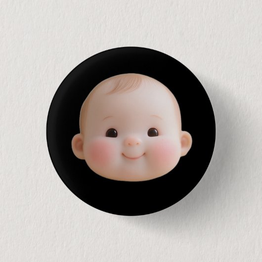 Cute Smiling Baby Face Round Button Badge  缶バッジ (正面)