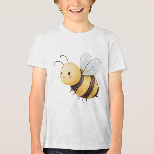 Cute Smiling Bumblebee Illustration トライブレンドＴシャツ (正面)