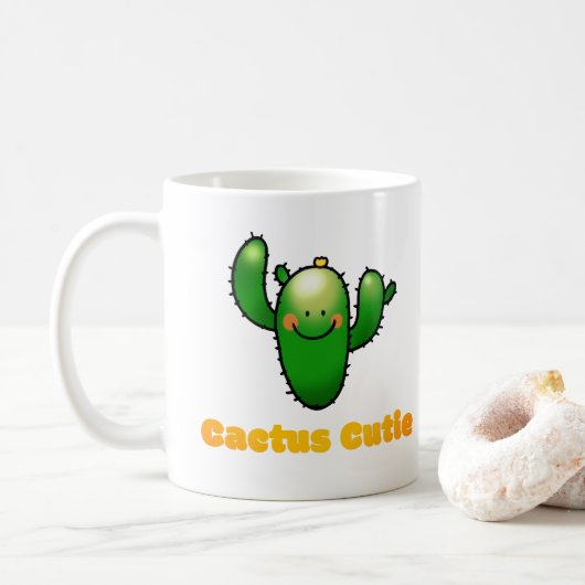 Cute Smiling Cactus Illustration コーヒーマグカップ (ドーナツ)