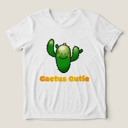 Cute Smiling Cactus Illustration トライブレンドＴシャツ (デザイン正面)