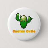 Cute Smiling Cactus Illustration 缶バッジ (正面)