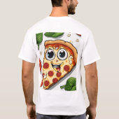 Cute Smiling Cartoon Pizza Slice with Happy Face - Tシャツ (裏面)