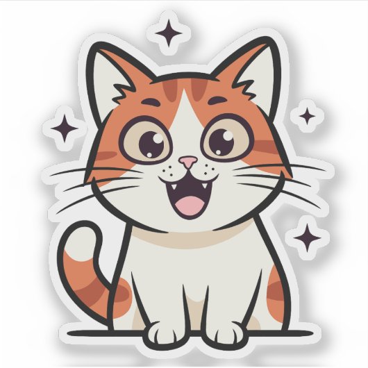 Cute Smiling Cat Cartoon シール (正面)