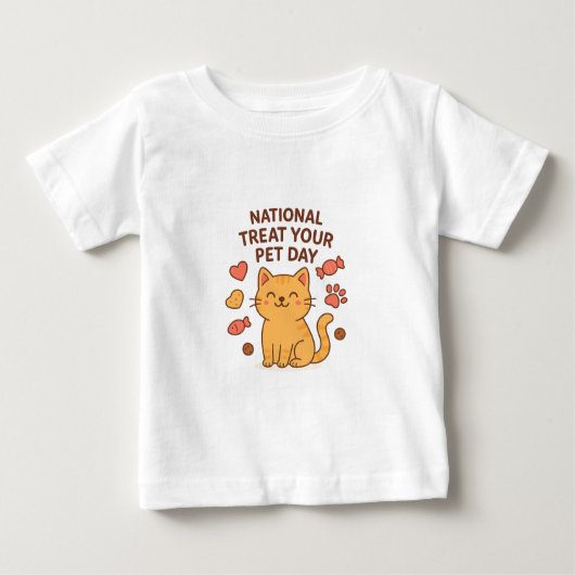 Cute Smiling Cat Shirt | National Treat  Pet Day ベビーTシャツ (正面)
