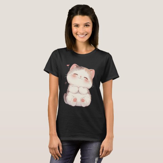 Cute Smiling Cat T-Shirt Tシャツ (正面フル)